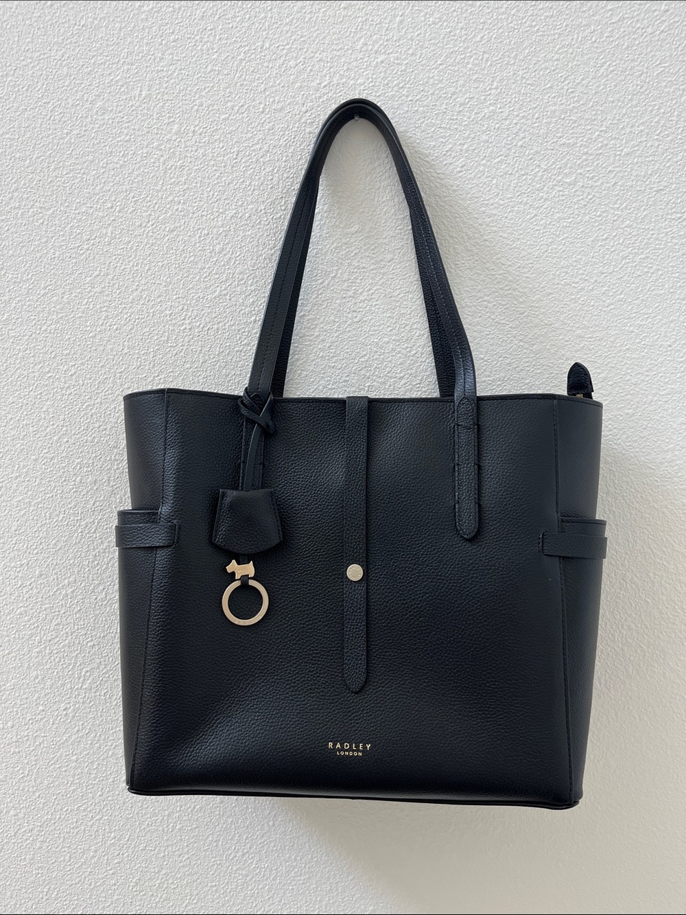RADLEY LONDON Black Leather Tote with Twin Shoulder Straps